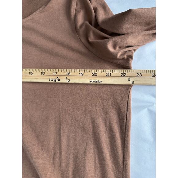 Tahari Top 1X Brown Pima Cotton Scoop Neck Minimalist Stretch Tunic Quiet Luxury - Picture 8 of 10